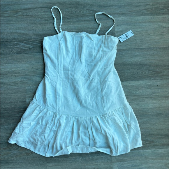 NWT. PacSun White Linen Drop Waist Mini Dress. Size Medium. - Picture 4 of 5